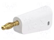 Connector: 4mm banana; plug; 32A; white; gold-plated STÄUBLI