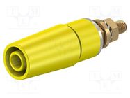 Connector: 4mm banana; socket; 32A; 1kV; yellow; gold-plated STÄUBLI