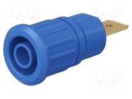 Connector: 4mm banana; socket; 32A; 1kV; blue; gold-plated STÄUBLI