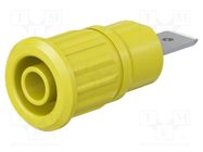 Connector: 4mm banana; socket; 32A; 1kV; yellow; nickel plated STÄUBLI