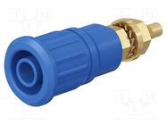 Connector: 4mm banana; socket; 32A; 1kV; blue; gold-plated STÄUBLI