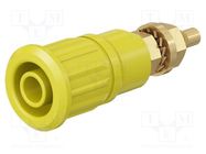 Connector: 4mm banana; socket; 32A; 1kV; yellow; gold-plated STÄUBLI