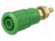 Connector: 4mm banana; socket; 32A; 1kV; green; gold-plated STÄUBLI