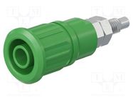 Connector: 4mm banana; socket; 32A; 1kV; green; nickel plated STÄUBLI