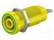 Connector: 4mm banana; socket; 24A; 1kV; yellow-green; on panel STÄUBLI