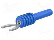 Plug; fork terminals; banana 4mm socket,fork terminal; 20A; blue STÄUBLI