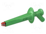 Clip-on probe; crocodile; 16A; green; Contacts: brass; 1kV; 4mm STÄUBLI
