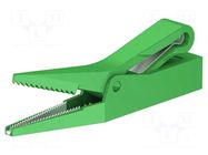 Crocodile clip; 10A; green; Grip capac: max.9.5mm STÄUBLI