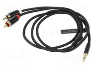 Cable; Jack 3.5mm 3pin plug,RCA plug x2; 1m; textile VENTION