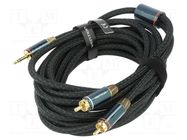 Cable; Jack 3.5mm 3pin plug,RCA plug x2; 5m; black; textile VENTION