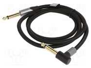 Cable; Jack 6,35mm plug,Jack 6.35mm angled plug; 1m; black VENTION