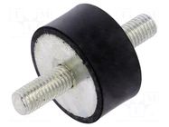 Vibration damper; M10; Ø: 40mm; rubber; L: 20mm; Thread len: 23mm ELESA+GANTER