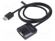 Converter; HDMI plug,VGA female; 1m; black; black; ABS VENTION