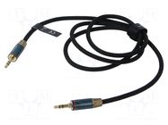 Cable; Jack 3.5mm 3pin angled plug,both sides; 1m; textile VENTION