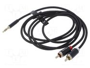 Cable; Jack 3.5mm 3pin plug,RCA plug x2; 1.5m; textile VENTION