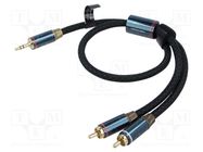 Cable; Jack 3.5mm plug,RCA plug x2; 0.5m; Plating: gold-plated VENTION