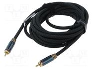 Cable; RCA plug,both sides; 5m; Plating: gold-plated; black VENTION