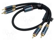 Cable; RCA plug x2,both sides; 0.5m; Plating: gold-plated; black VENTION