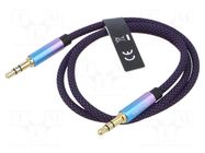 Cable; Jack 3.5mm 3pin plug,both sides; 0.5m; black; textile VENTION