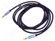 Cable; Jack 3.5mm 3pin plug,both sides; 2m; Plating: gold-plated VENTION