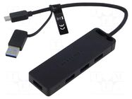 Hub USB; USB 3.0; black; Number of ports: 5; 0.15m; ABS VENTION