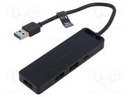 Hub USB; OTG,USB 3.0; LED status indicator; black; 0.15m VENTION