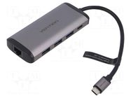 Hub USB; USB 3.0; grey; Number of ports: 9; 0.15m; ABS,aluminium VENTION