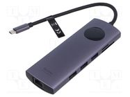 Hub USB; USB 2.0,USB 3.0; grey; Number of ports: 9; 0.15m VENTION