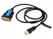 USB to RS232 converter; D-Sub 9pin plug,USB A plug; PVC; 1m VENTION