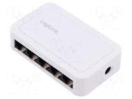 Switch Ethernet; DC socket,RJ45 socket x5; PnP,PoE (PoE); white LOGILINK