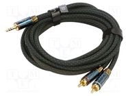 Cable; Jack 3.5mm plug,RCA plug x2; 3m; Plating: gold-plated VENTION