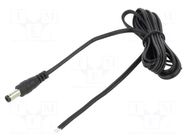 Cable; 2x0.5mm2; DC 5,5/2,5 plug; straight; black-grey,black POS