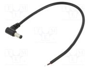 Cable; 2x0.5mm2; DC 5,5/2,1 plug; angled; black; 0.25m; -20÷80°C POS