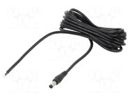 Cable; 2x0.5mm2; DC 5,5/2,1 plug; straight; black; 3m; -20÷80°C POS