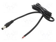 Cable; 2x0.5mm2; DC 5,5/2,5 plug; straight; black; 1m; -20÷80°C POS