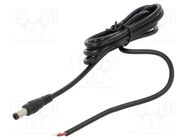 Cable; 2x0.5mm2; DC 5,5/2,5 plug; straight; black; 1.5m; -20÷80°C POS