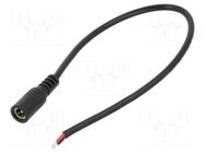 Cable; 2x0.5mm2; wires,DC 5,5/2,1 socket; straight; black; 0.25m POS