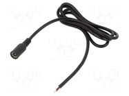 Cable; 2x0.5mm2; DC 5,5/2,1 socket; straight; black; 1m; -20÷80°C POS