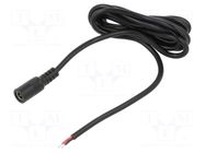 Cable; 2x0.5mm2; wires,DC 5,5/2,1 socket; straight; black; 1.5m POS