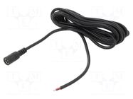 Cable; 2x0.5mm2; DC 5,5/2,1 socket; straight; black; 3m; -20÷80°C POS