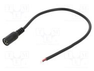 Cable; 2x0.5mm2; DC 5,5/2,5 socket; straight; black; 0.25m POS