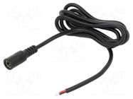 Cable; 2x0.5mm2; DC 5,5/2,5 socket; straight; black; 1m; -20÷80°C POS