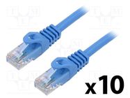 Patch cord; U/UTP; 5e; stranded; CCA; PVC; blue; 0.5m; 26AWG; Cores: 8 LANBERG