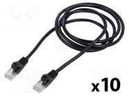 Patch cord; U/UTP; 5e; stranded; CCA; PVC; black; 1.5m; 26AWG; 10pcs. LANBERG