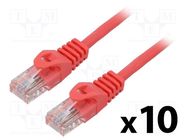 Patch cord; U/UTP; 6; stranded; CCA; PVC; red; 0.25m; 26AWG; Cores: 8 LANBERG