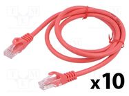 Patch cord; U/UTP; 6; stranded; CCA; PVC; red; 1m; 26AWG; Cores: 8 LANBERG