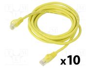 Patch cord; U/UTP; 6; stranded; CCA; PVC; yellow; 3m; 26AWG; Cores: 8 LANBERG