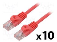 Patch cord; U/UTP; 5e; stranded; CCA; PVC; red; 0.5m; 26AWG; Cores: 8 LANBERG