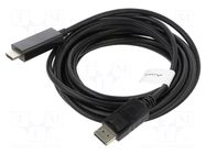 Cable; DisplayPort plug,HDMI plug; DisplayPort 1.1; 5m; black LANBERG
