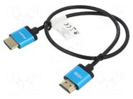 Cable; HDMI plug,both sides; PVC; HDMI 2.0,slim; Len: 0.5m; black LANBERG